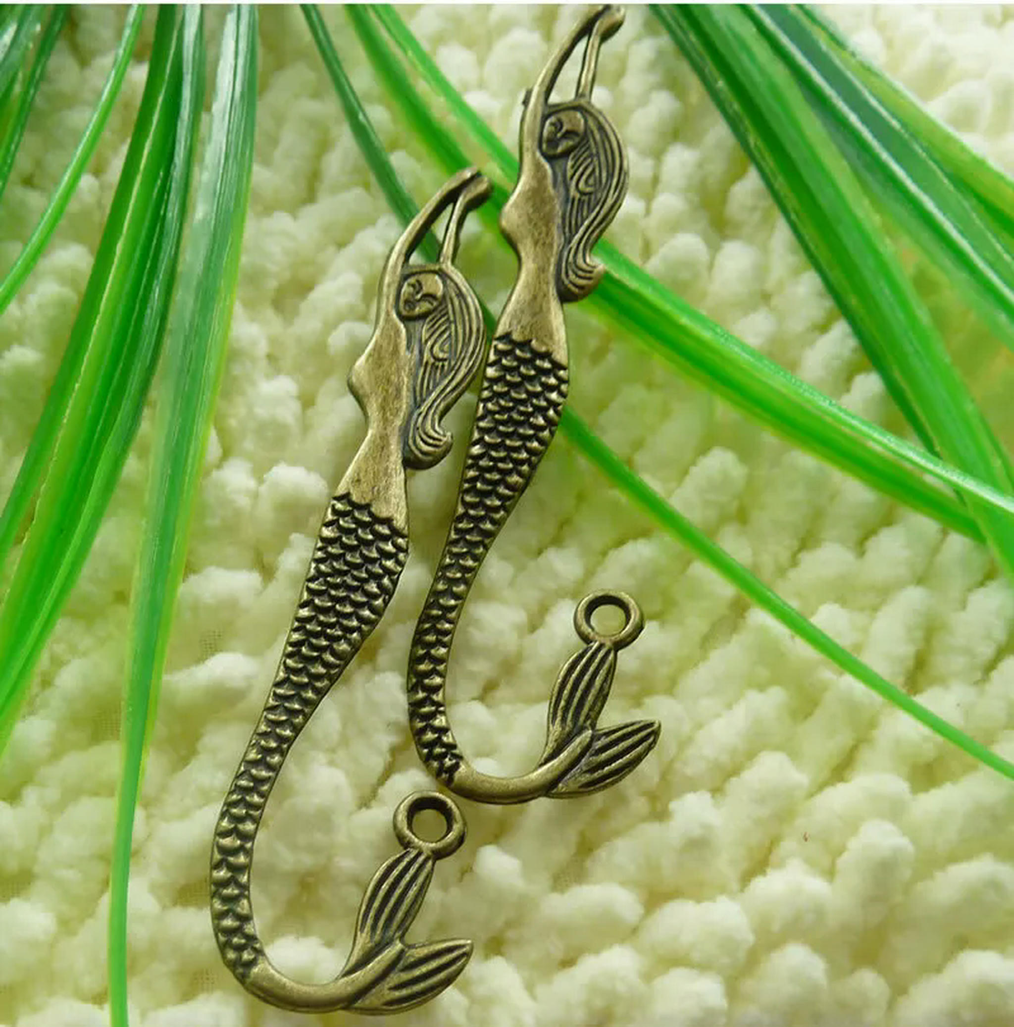 HOOUN 42 Pcs Bronze Plated Mermaid Bookmarks 84X22MM S2062 DIY Jewelry Making