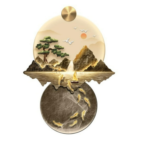 Energy-saving LED lights wall Art, Wall Sculptures Wall Hanging Art, 3D Wall Art Decor, Mountain And Water Landscape Hanging Paintings