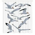 thumbnail image 3 of Ambesonne White Shower Curtain, Flying Seagulls Cartoon, 69"Wx70"L, Black White, 3 of 5