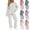 Blue, variant on Ashyfjp Womens Casual Two Piece Home Outfit Vertical Ribbed Fleece Top & Structured Waist Straight Leg Pants Leisure Outfits