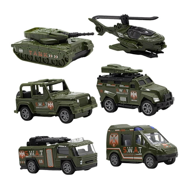 Milaget 6 Pcs Jouets Véhicule en Alliage à Rétrofriction Corps en Métal Vert Style B