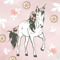 Marmont Hill Citrus Floral Unicorn Canvas Wall Art
