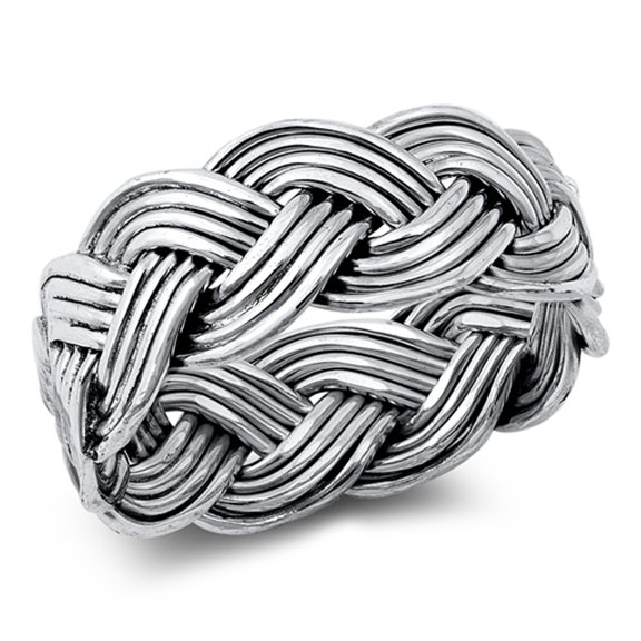 Braided Ring .925 Solid Sterling Silver Band Celtic Jewelry Female Male Unisex Size 9