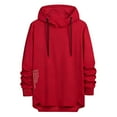 thumbnail image 2 of Men's Casual Hoodies with Pocket Solid Color Long Sleeve Fleece Pullover Sweatshirts Fall Winter Basic Hooded Tops Red S, 2 of 3