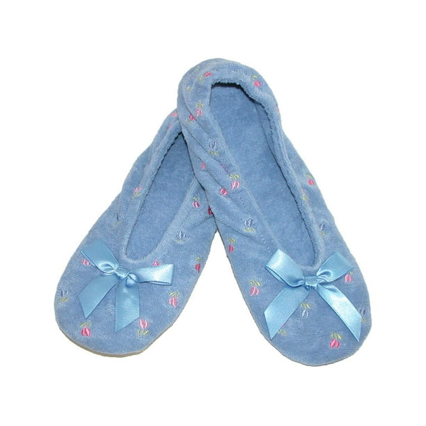 isotoner signature terry ballet flat slippers with satin bow