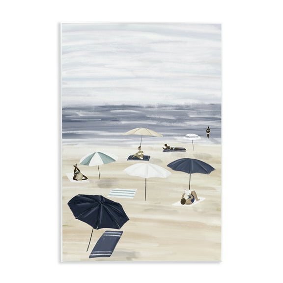 Stupell Industries Beachgoers with Umbrellas Nautical & Beach Painting Unframed Art Print Wall Art, 10 x 15