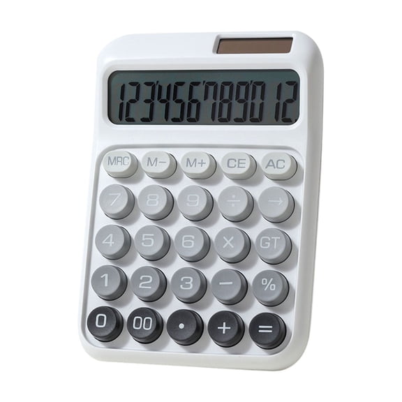 Solar Powered Desktop Calculator with Mechanical Feel, Dual Power Supply, Auto Shut-Off, and Financial Functions for Office, School, and Home Use
