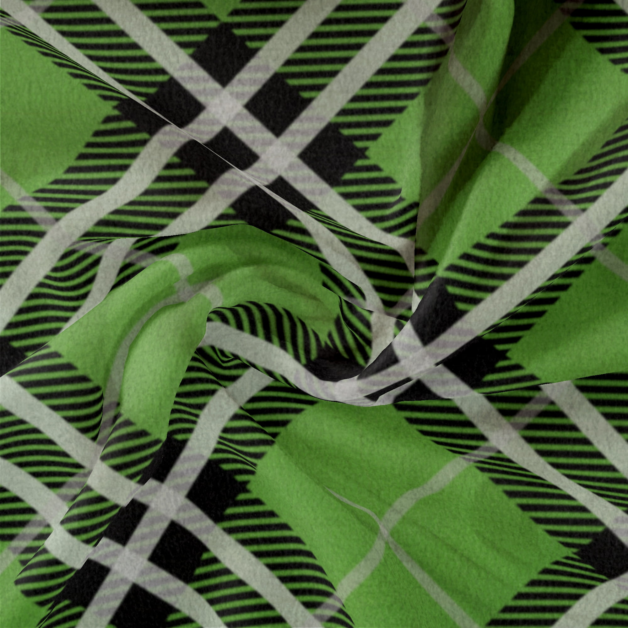Mainstays 1.5 Yards 100% Polyester Brushed Fleece Woodland Check, Green, 60" Wide for Crafts