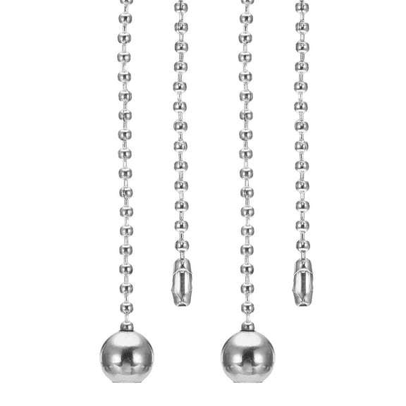 Uxcell 3.3ft Ceiling Fan Pull Chain 2 Pcs Beaded Pulls Cord Extender Ball Pendant for Fan Light Silver Tone