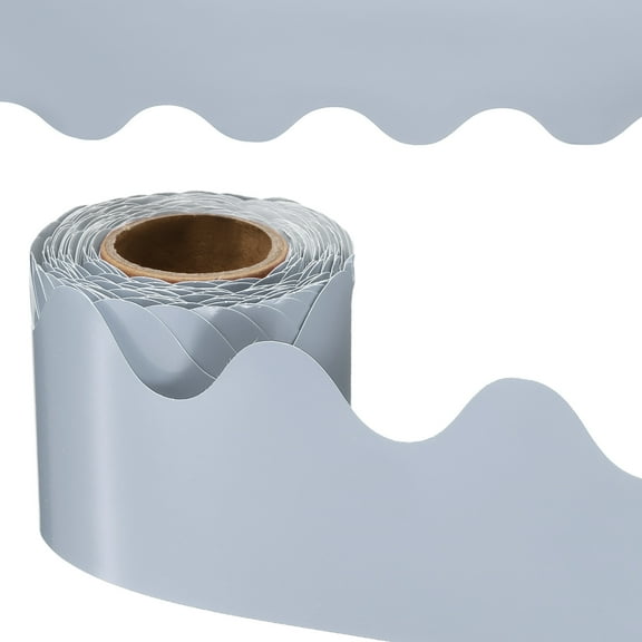 Uxcell Bulletin Board Border, 41 Feet Poster Chalkboard Cork Decoration Trim Scalloped Borders Wall Decor for Classroom Office Locker, Morandi Light Gray