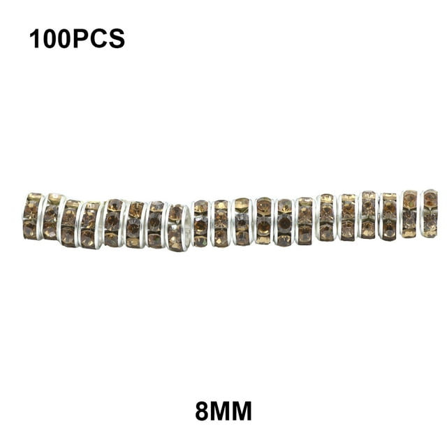 100 Pieces Rhinestone Rondelles with Big Holes Charm Spacer Beads Jewelry Crystal Multi-colors Loose Bead for DIY Necklace Champagne