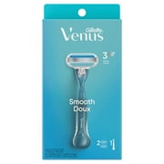Venus Smooth Razor for Women, 3 Blades, Manual Razor, Handle and 2 Blade Refills, Blue