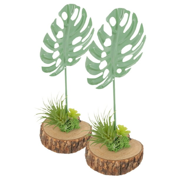 Houderco 2Ud Planta Artificial De Hoja De Monstera Verde Artístico Para