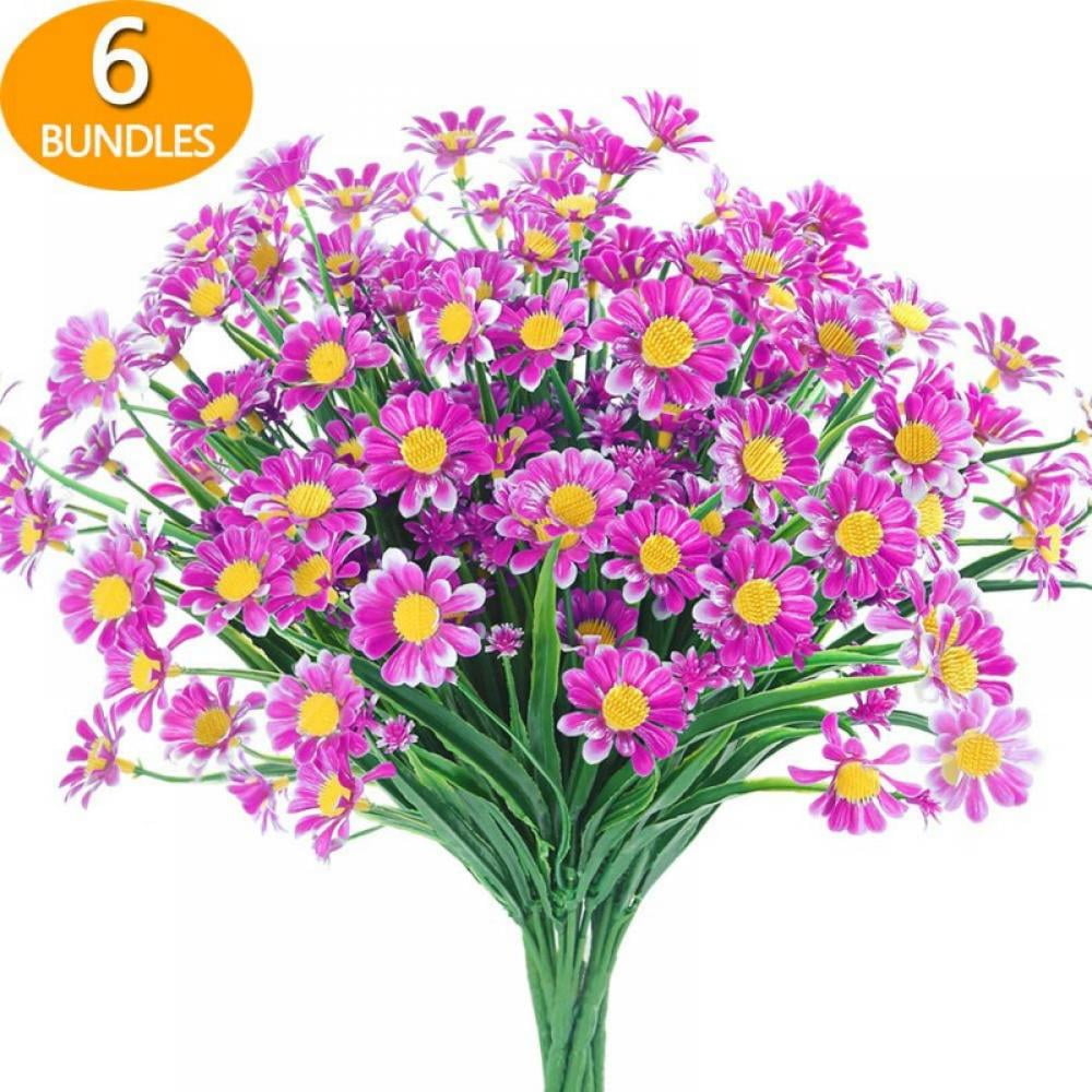 6 Bundles Artificial Daisy Mums Flowers Outdoor Fake Fall Flowers for