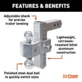 thumbnail image 2 of CURT 45365 AlumaLite Adjustable Aluminum Trailer Hitch with Dual Ball, 7-1/2" Drop, 12,500 lbs. GTW, 2" & 2-5/16" Balls, 2 of 5
