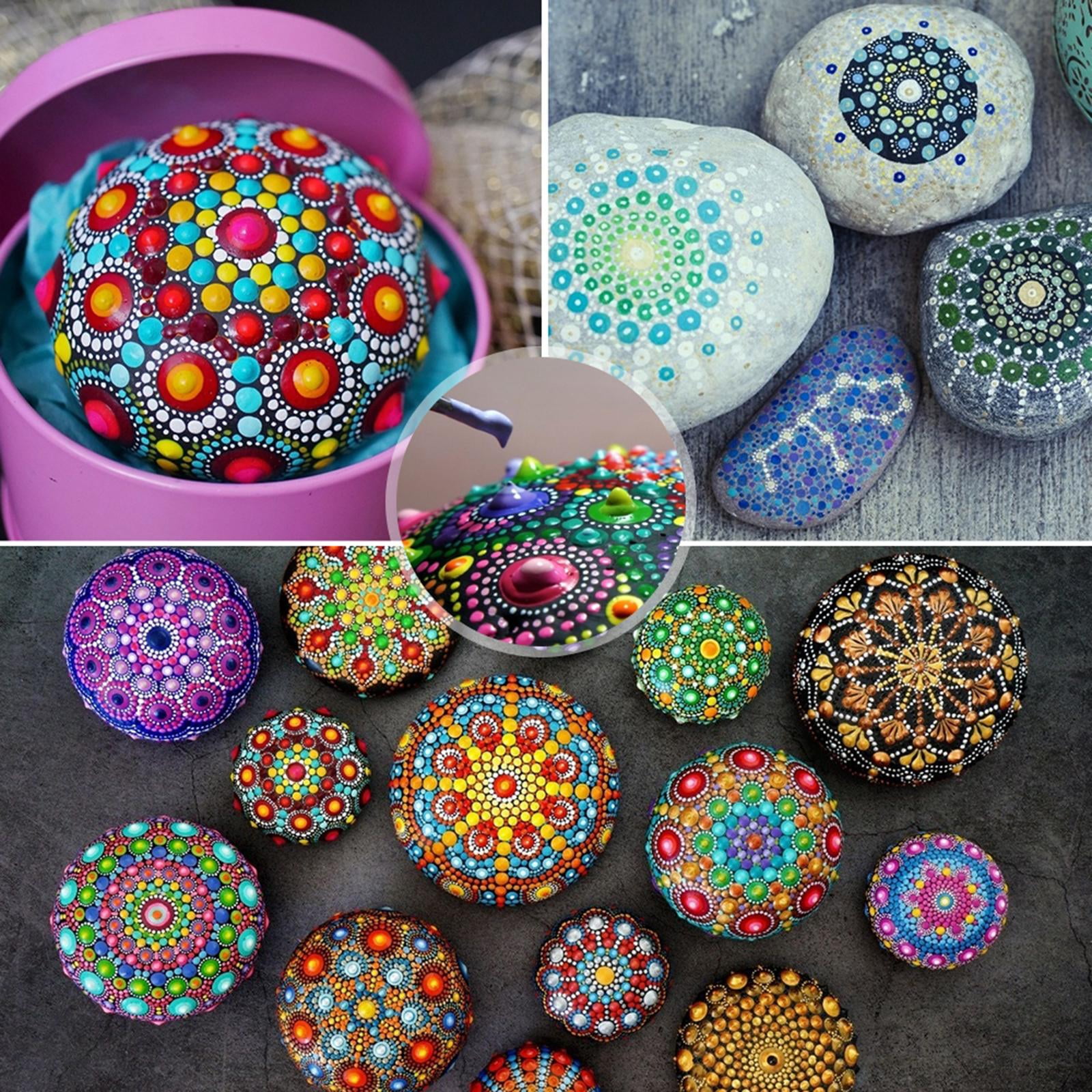 FVDPWYE 47PCS Mandala Dotting Tools Set with Mandala Stencil/Dotting Tools/Brushes/Paint