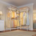 L6 L Shaped Heavy Duty Clothing Rack for Corner 5Tier Wire Garment