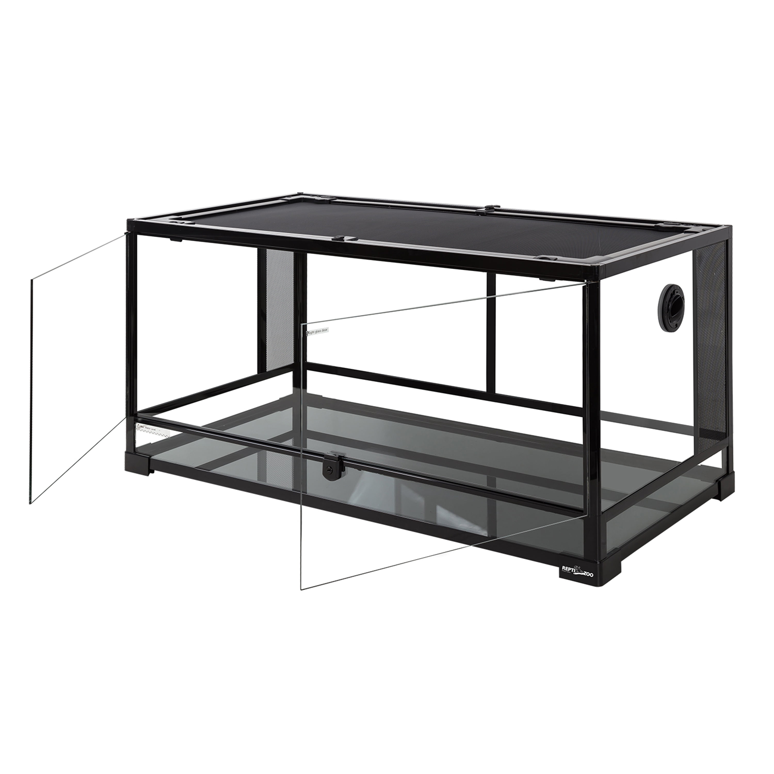 REPTI-ZOO Reptile Glass Terrarium, Double Hinge Door with Screen Ventilation Reptile 36" x 18" x 18", Black