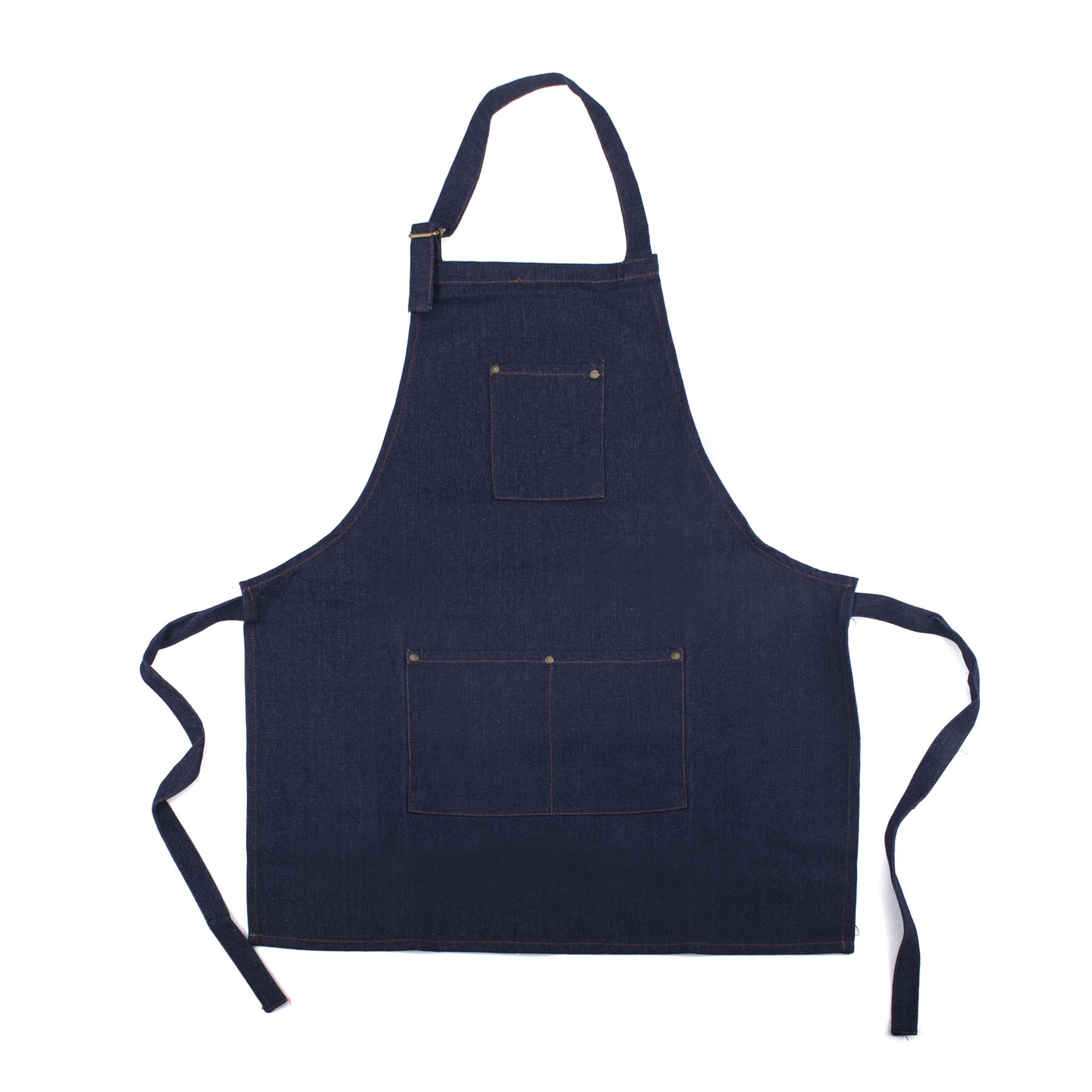 Toptie Durable Cotton Canvas Denim Chef Kitchen Restaurant Garden Apron w/3 Pockets for Men and Women, 30.5" X 24.5"-Black