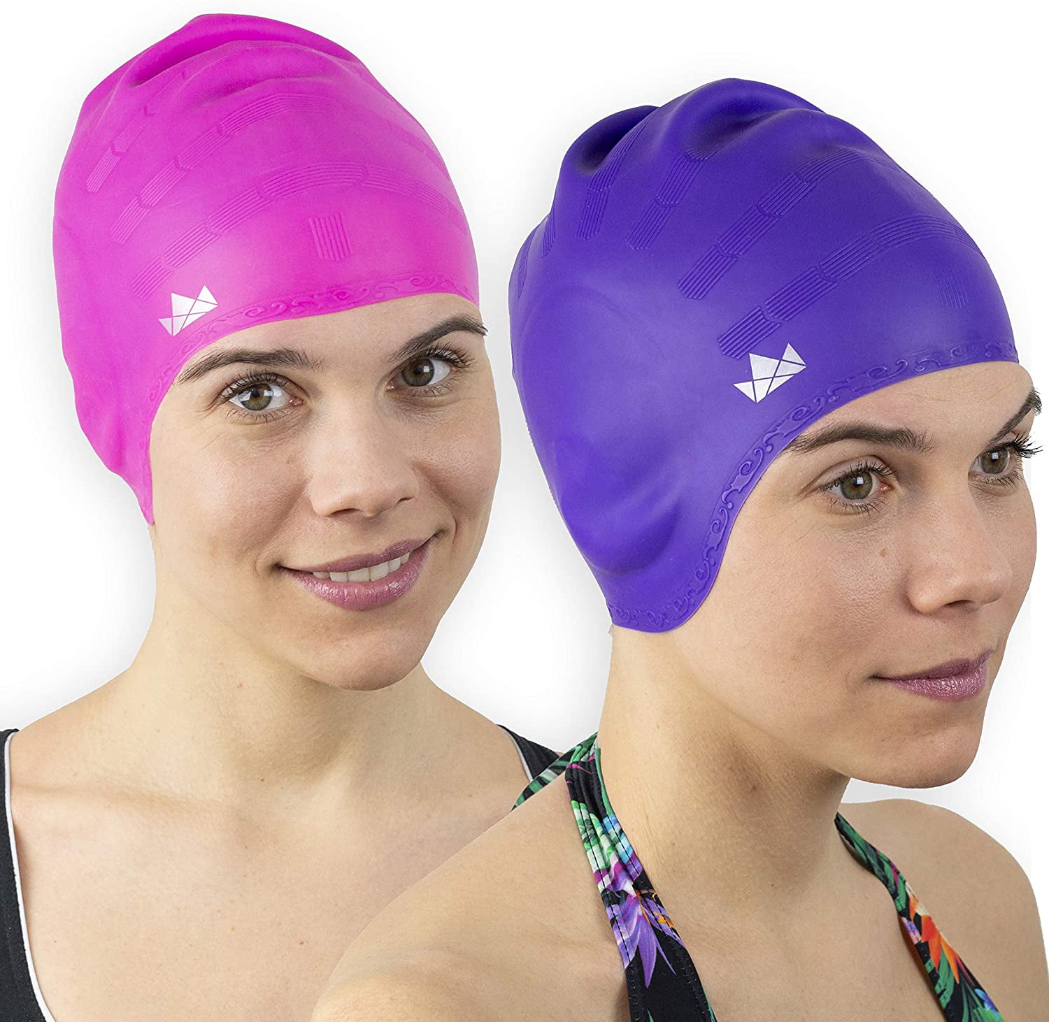 The Friendly Swede Silicone Long Hair Swim Caps 2 Pack