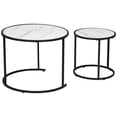 thumbnail image 1 of HOMCOM Ensemble de Tables Basses Rondes Gigognes, Tables Empilables avec Dessus en Faux Marbre, 1 of 10