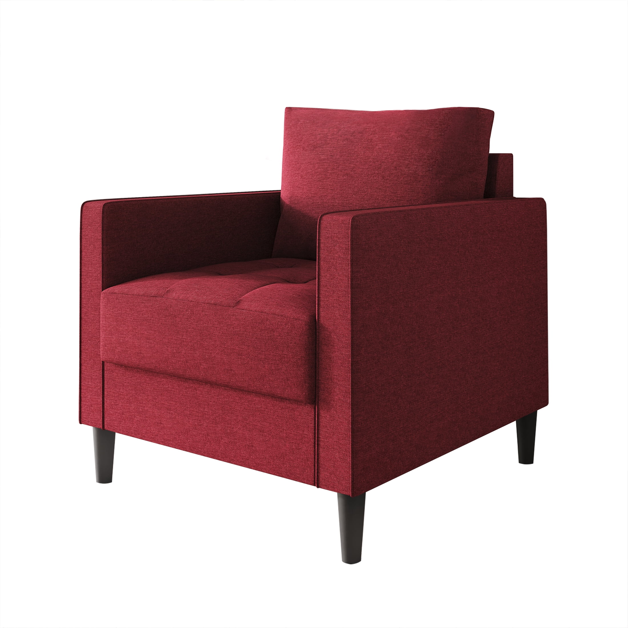 Castle Place Classic Linen Upholstered Armchair, Red