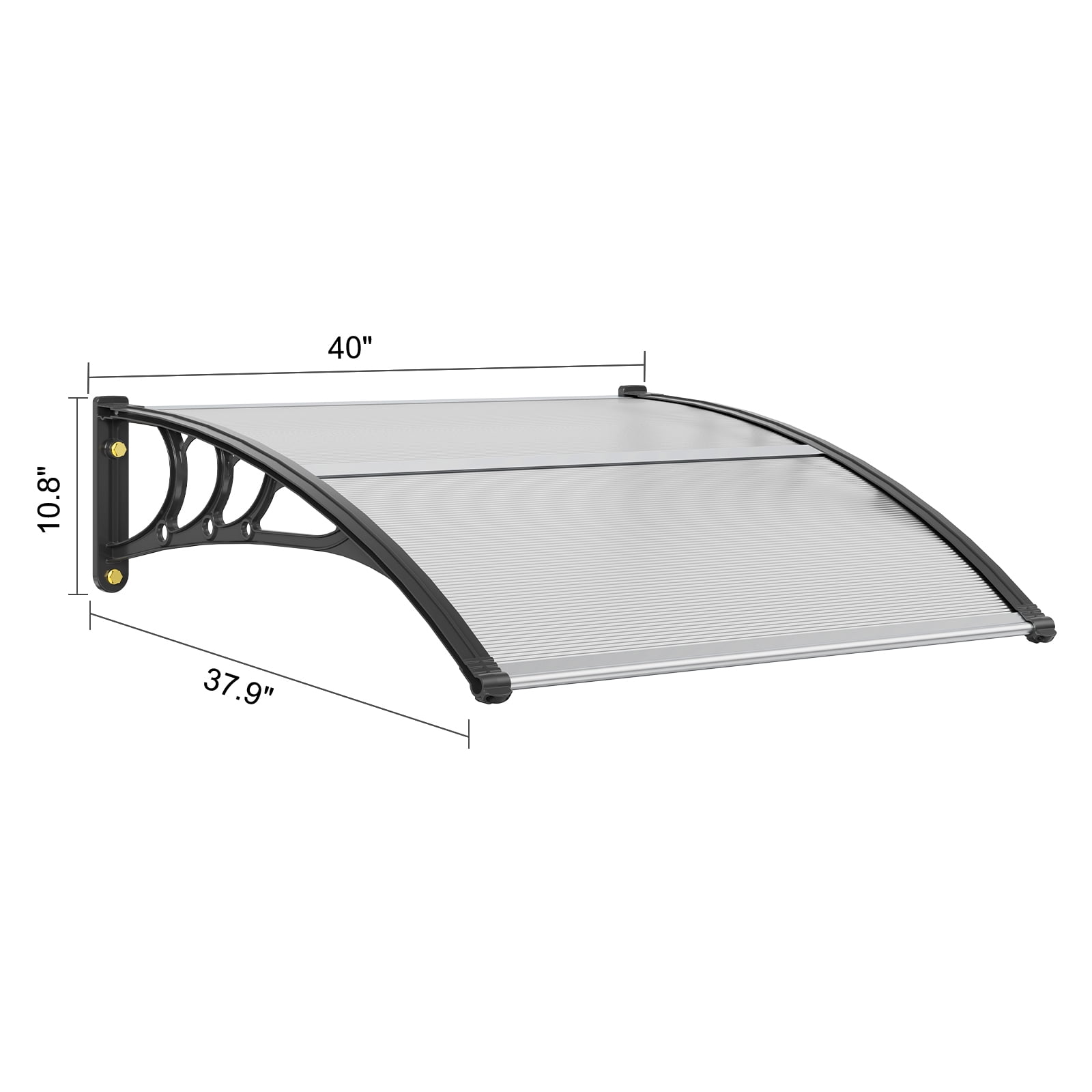 KFFKFF Outdoor Canopy for Window and Door, 40" x 40", UPF 50+ Polycarbonate Material, Exterior Overhang for Entry Door, Sun Shutter Protection, Resistant to UV, Rain, and Snow, Hollow Sheet Design