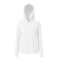 thumbnail image 2 of MORESEC Women Plus Size Hooded Long Sleeve Sun Protection Shirts UPF50 Solid Casual Workout Tops Rash Guard Fishing Hiking, White L, 2 of 5