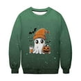 thumbnail image 5 of DOSUKRAI Sweatshirt for Women Halloween 2025 Cute Fall Oversized Crewneck Ghost Graphic Spooky Long Sleeve Funny Pullover Green,XXL, 5 of 9