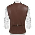 thumbnail image 4 of British Men's Slim PU Leather Vest Turn Down Collar Single Breasted Waistcoat, 4 of 4