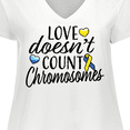 thumbnail image 4 of Inktastic Love Doesnt Count Chromosomes with Yellow and Blue Ribbon Women's Plus Size V-Neck T-Shirt, 4 of 5