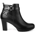 thumbnail image 3 of Unique Bargains Platform Block Heel Boots Buckle Ankle Boots for Women Black 9, 3 of 7