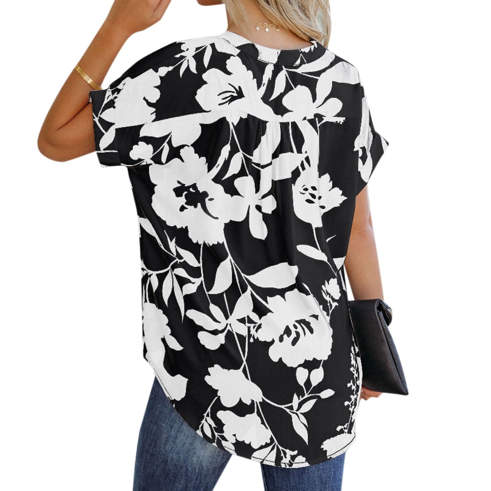 Pianpianzi Blouse with Short Sleeves Tops for Women Lace Dot Shirt