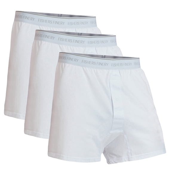 Fishers Finery Mens Ultra Comfort Modal Knit Boxers; 3 Pack (White, Medium)