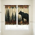 thumbnail image 4 of huayou 2 Pack Printed Kitchen Tier Curtains, 27.56x39.4 Inch Bear Pine Tree Forest Pattern Short Window Curtains, for Indoor Kitchen Cabin Lodge Home Window Decor, 4 of 7