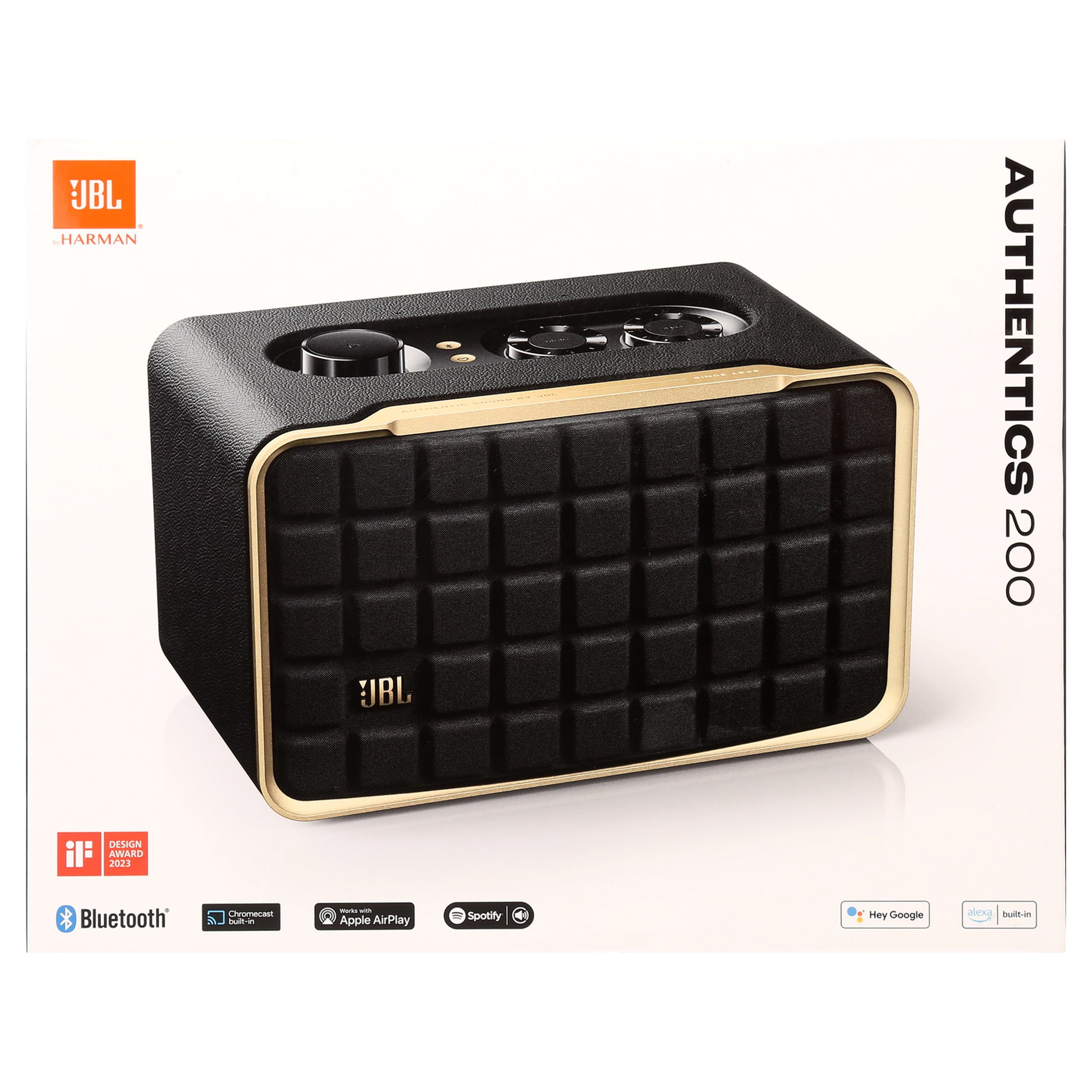 JBL Authentics 200 Wireless Bluetooth Speaker (Black/Gold)  (图2)