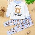 thumbnail image 2 of TOWED22 Boys Prints Pajamas 2 Pieces Long Sleeve Jammies Set Toddler Pjs Fall Winter Sleepwear 6-12 Months 12-24 Months 2t 3t 4t 5t 6t 7t 8t 9t Children,Brown,5-6 Y, 2 of 4