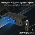 thumbnail image 6 of Car Charger Adapter One to Three QC3.0 USB PD Fast Charging Splitter 120W Multi Port Cigarette Lighter Expansion for Vehicle Electronic Devices 12V 24V, 6 of 8