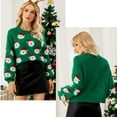 thumbnail image 4 of Christmas Sweater Women Cute Cartoon Santa Print Knit Sweater Winter Tops, 4 of 11