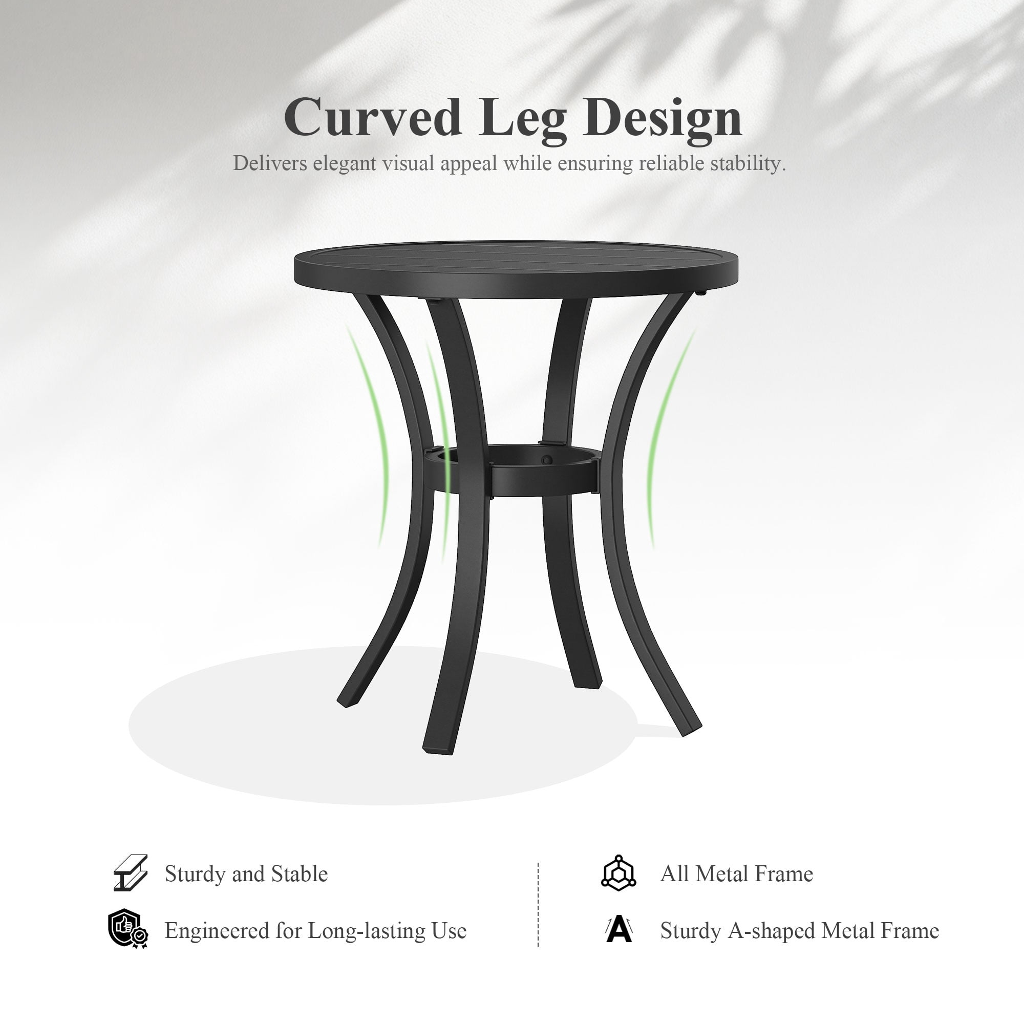Vicllax 3-Piece Round Outdoor Patio Dining Furniture Set Table and Chair Metal Frame for Garden