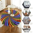thumbnail image 4 of Abstract Rainbow Tablecloth, Retro 1960 1970s Style Colorful Summer Hippie Sunburst Groovy Swirl Print Table Cloth Cover for Home Dining Room Party, Round(60x60in), 4 of 6