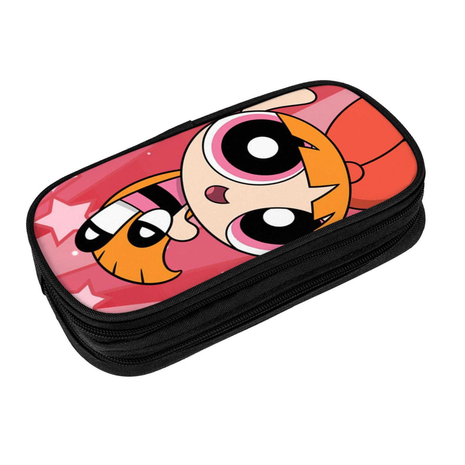 The Powerpuff Gi-rls Pencil Case Large Capacity Pencil Pouch Penbag Office Stationery Organizer Travel Makeup Bag Black