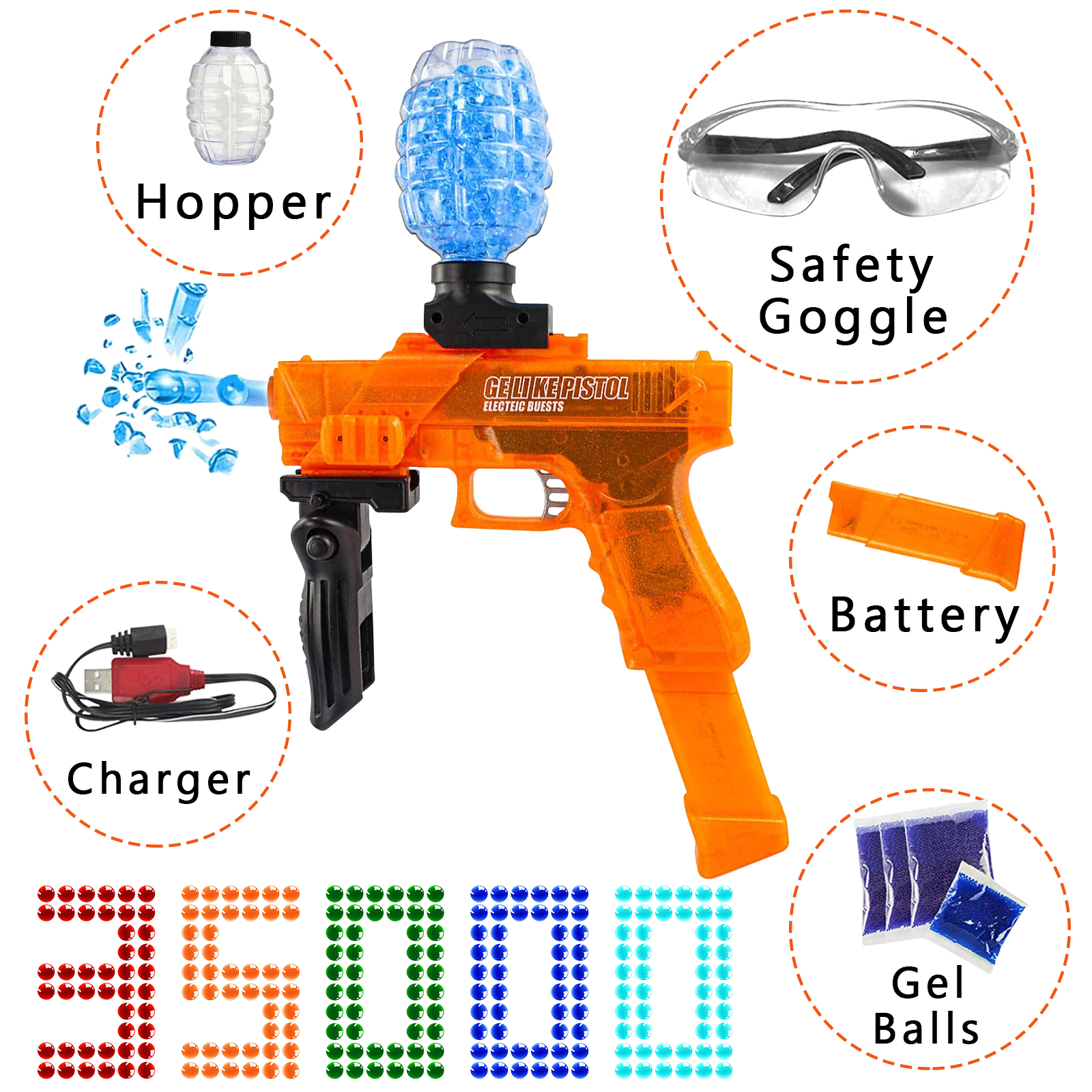 Water pistol,Water Beads Guns for Kids, Ball,for Ages 12+