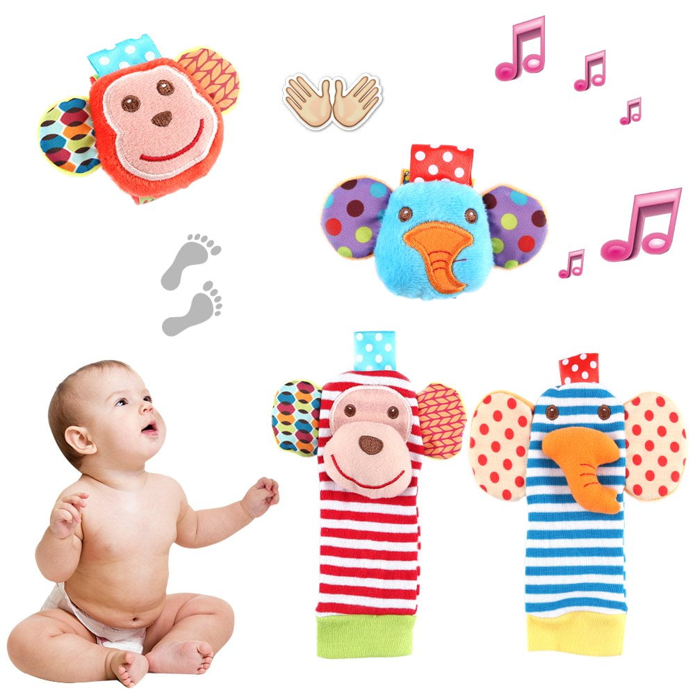 Coolmade Baby Socks Toys, Baby Wrist Rattle and Foot Rattles Finder