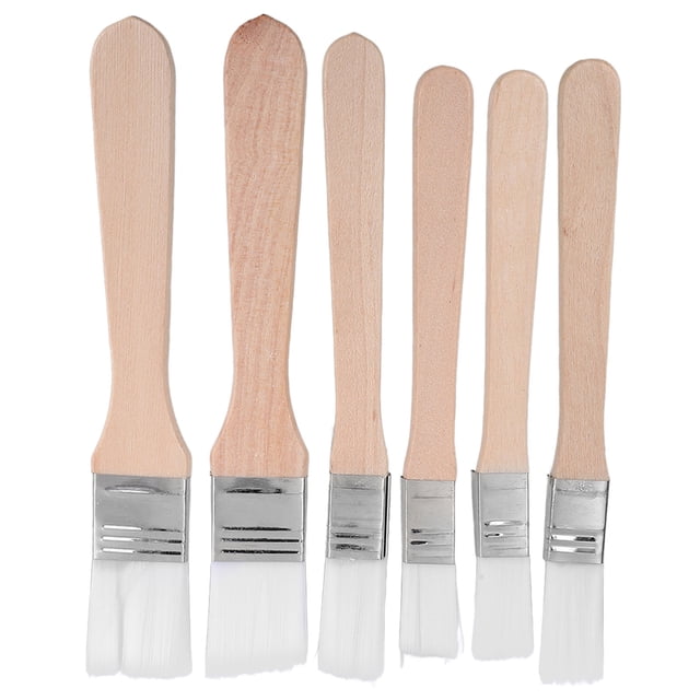 GAXIRE 6Pcs Small Touch Up Paint Brush Light Brown Rectangular Handle 13.50x1.70x0.50in