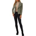 thumbnail image 2 of INSPIRE CHIC Women's Faux Suede Drape Blazer Collar Long Sleeves Open Front Jacket S Olive Green, 2 of 6