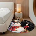 thumbnail image 2 of Round Rugs 8Ft, Black Snowman Christmas Round Area Rug Washable Indoor Throw Carpet, Berry Snowflake Xmas Large Non Slip Circle Rug for Kids Room RV Home Decor Aesthetic, 2 of 8