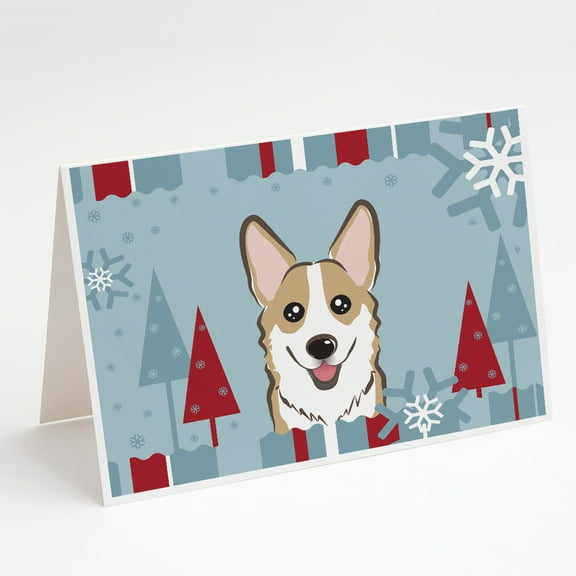 Winter Holiday Sable Corgi Greeting Cards and Envelopes Pack of 8