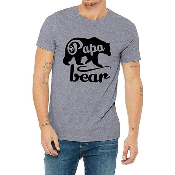 YourTops Papa Bear Mama Bear T-Shirts Matching Shirt for Mom & Dad (US L, 1-Grey Papa Bear)