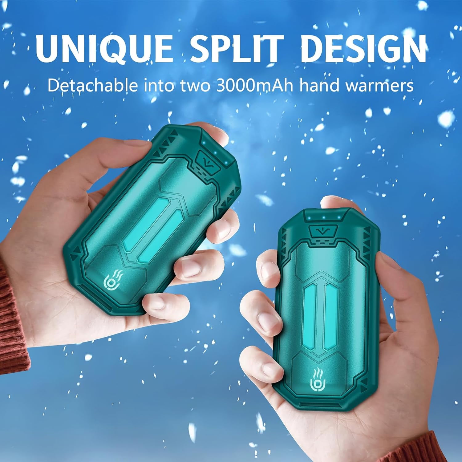 AI Hand Warmer Rechargeable Hot Hands 3-Level Heating 20Hrs Suitable for Pocket Handbags Reusable USB Portable Electric Hand Warmer 6000mAh Ldeal Technology Gifts for Woman Man (Emerald Green)